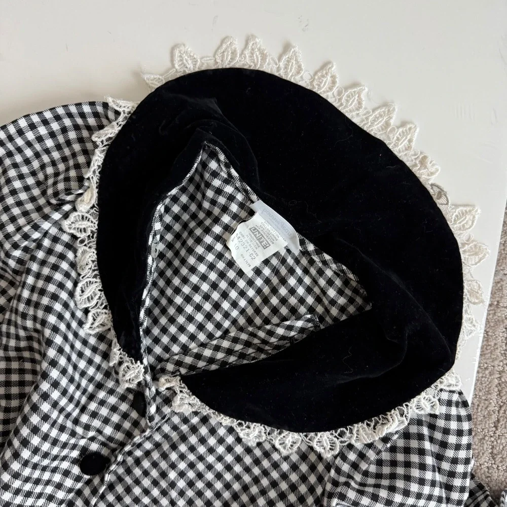 Vintage 90s Bonnie Jean Plaid Velvet Trimmed Skirt Set‎ Girls Size 10
